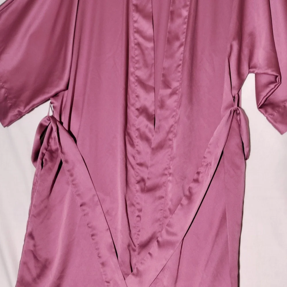 Vintage VICTORIA'S SECRET Nightgown Robe‎ Pink Satin Sz XS/S with Belt